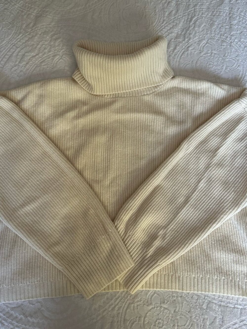 Frank and Oak The Merino Turtleneck Sweater in Off White